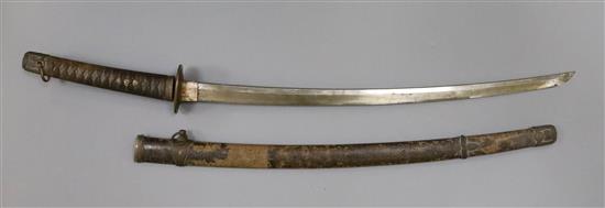 A WWII Japanese naval officers katana, 1940s, length of blade 66.5cm